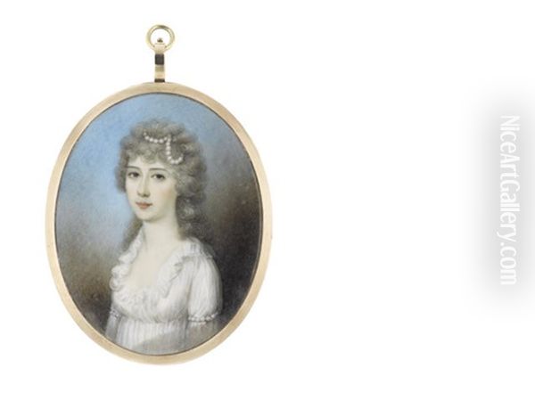 A Lady Called, Mary Houghton Fielden, Wearing White Dress With Frilled Trim To Her Decollage And Strands Of Pearls To Her Sleeves, Her Hair Curled - view 1