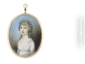 A Lady Called, Mary Houghton Fielden, Wearing White Dress With Frilled Trim To Her Decollage And Strands Of Pearls To Her Sleeves, Her Hair Curled by Thomas Hazlehurst