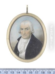 A Gentleman, Wearing Blue Coat, White Waistcoat, Frilled Chemise, Stock And Tied Cravat, His Hair Powdered by Thomas Hazlehurst