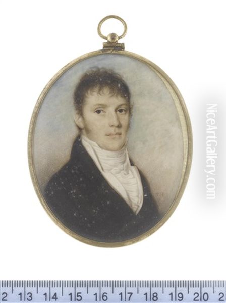 A Gentleman, Wearing Brown Double-breasted Coat, White Waistcoat, Frilled Chemise And Tied Stock, His Brown Hair Worn Short - view 1
