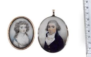 Portrait Of A Lady (+ Portrait Of A Gentleman; 2 Works) by Thomas Hazlehurst