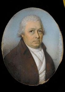 A Gentleman, Wearing Brown Coat, White Waistcoat And Tied White Stock, His Hair Powdered