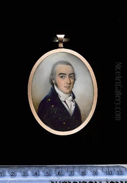 Thomas Niven Wearing Blue Coat, White Waistcoat, Blue And Red Checked Solitaire, Frilled White Chemise And Tied Stock - view 1