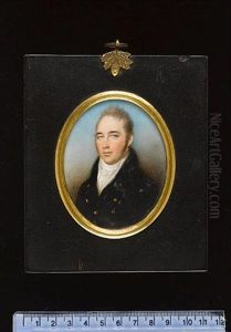 A Gentleman Wearing Blue Coat, White Waistcoat, Matching Chemise And Tied Cravat
