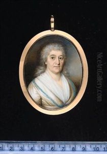 Portrait Of A Lady Wearing A Cream Dress (+ Portrait Of Her Husband In A Dark Brown Coat And Yellow Waistcoat; Pair)