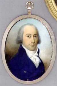 A Young Gentleman, In Blue Coat With Gold Buttons, White Waistcoat And Knotted Cravat, Powdered Hair