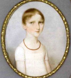 A Girl, In White Dress, Coral Necklace, Short Auburn Hair by Thomas Hazlehurst