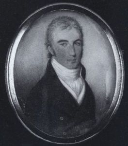 A Young Gentleman Wearing Blue Coat, White Waistcoat And Cravat by Thomas Hazlehurst