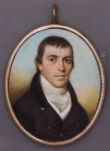 A Young Gentleman In Black Coat With Velvet Collar, White Waistcoat And Knotted Cravat