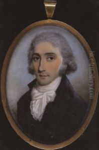 A Gentleman Wearing Grey Coat, Waistcoat, White Shirt And Tied Cravat, His Hair Powdered by Thomas Hazlehurst
