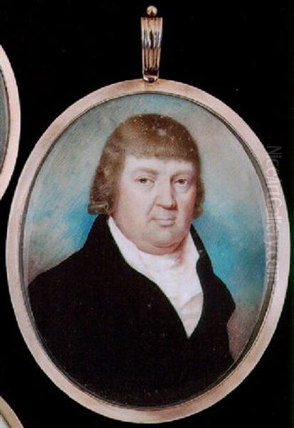 A Gentleman Wearing Short Wig, Dark Blue Coat, White Waistcoat And Tied Stock - view 1