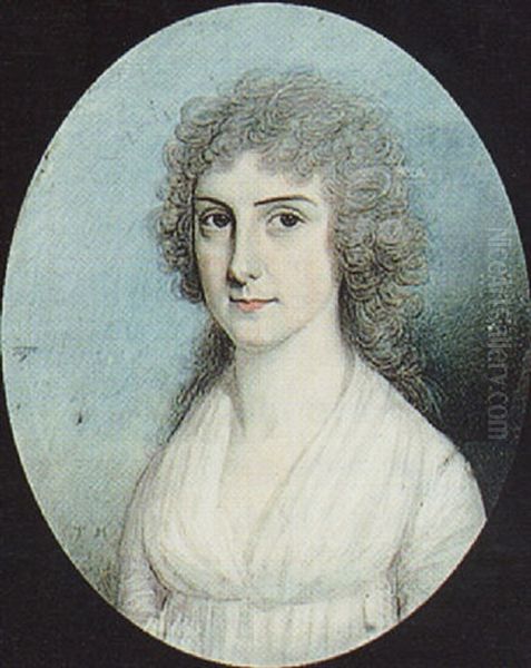A Lady, With Powdered Hair, Wearing Decollete White Dress - view 1