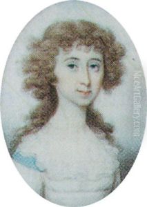 A Young Lady With Brown Hair Wearing A White Dress With Blue Trim