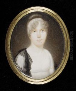 Mr. Rudd Wearing Black Coat, Frilled White Chemise And Tied Stock (+ Mrs. Rudd Wearing White Dress, Matching Bandeau And Black Lace Shawl, Sgd.; Pair)