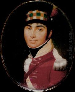 Portrait Of An Officer Of The 75th Foot, With Silver Laced Scarlet Coat, A Thistle Device To His Epaulette Strap