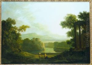 An Extensive Italianate River Landscape by Copleston Warre Bampfylde