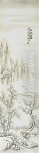 Untitled (solitary Sage And A Young Attendant On A Snowy Terrace) by He Xuren