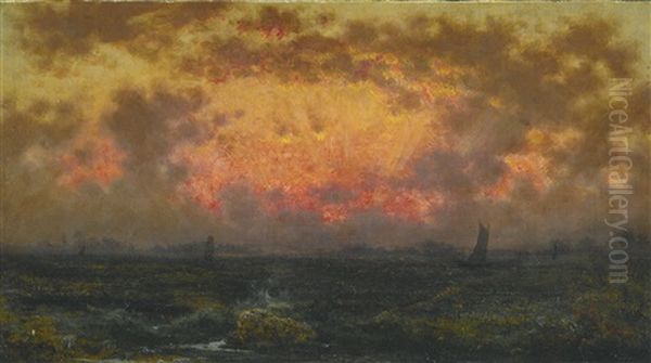 Sunset On The Coast (florida Sunset; View Of New York Harbor) - view 1