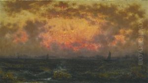 Sunset On The Coast (florida Sunset; View Of New York Harbor) by Martin Johnson Heade