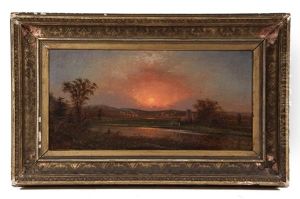 Sunset Over Riverside Mansion by Martin Johnson Heade