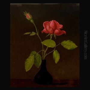 Red Rose In A Vase by Martin Johnson Heade