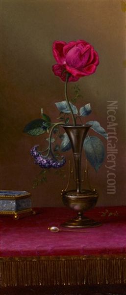 Red Rose And Heliotrope In A Vase, Requited And Unrequited Love - view 1