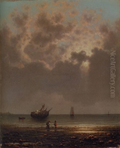 Sun Breaking Through The Clouds (a Wreck On The Shore) - view 1