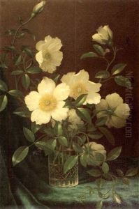 Wild Roses In A Glass Vase by Martin Johnson Heade