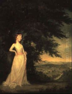 Portrait Of A Young Girl Said To Be A Member Of The Pennington Family Of Muncaster Castle, Standing Full by Robert Healy