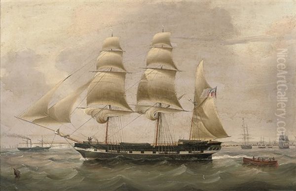 A Three-masted Barque In The Downs, With Walmer Castle And The Town Of Deal Off Her Stern - view 1