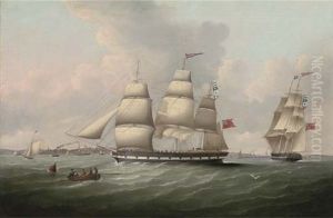 The Merchantman "juno" In Two Positions In The Mersey Off Birkenhead by Isaac Heard