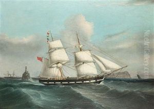 The Brig "martha" Passing The Fastnet Rock, Homeward Bound For Liverpool The Brig "martha" Passing The Fastnet Rock, Homeward Bound For Liverpool