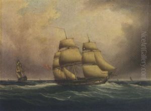 An Armed Merchantman And Royal Naval Two-decker