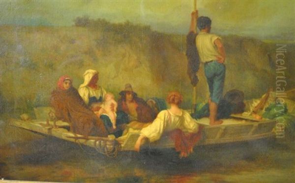 Folks Fleeing By Canal Boat - view 1