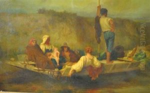 Folks Fleeing By Canal Boat Folks Fleeing By Canal Boat