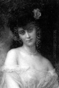 Portrait Einer Jungen Frau Mit Rose Im Haar by Antoine Auguste Ernest Hebert