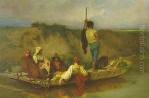 La Traversee De La Riviere by Antoine Auguste Ernest Hebert