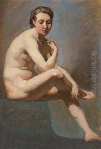 Sitzender Weiblicher Akt by Jules Hebert