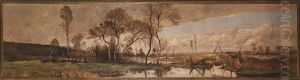 Paysage Des Marais Avec Verveux Et Eglise A L'arriere-plan