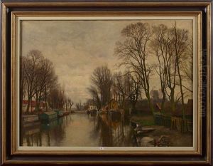 Lavandiere Au Bord D"un Canal En Flandre