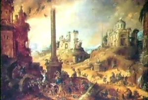 Scene De Sabbat Dans Un Paysage De Ruines Fantastiques