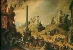 Scene De Sabbat Dans Un Paysage De Ruines Fantastiques Scene De Sabbat Dans Un Paysage De Ruines Fantastiques