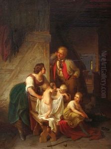 Mother Washing Her Child by Wilhelm Emil Robert Heck