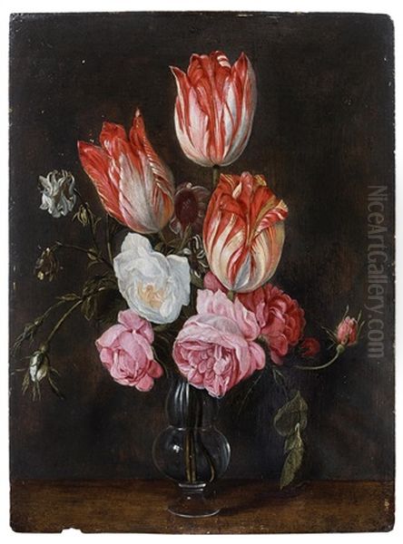 Bouquet De Tulipes Et De Roses Dans Un Vase - view 1