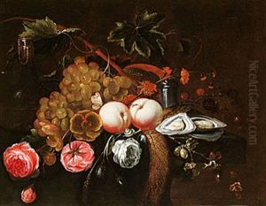Stilleben Med Blommor, Frukter Och Ostron Stilleben Med Blommor, Frukter Och Ostron