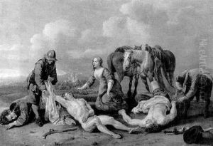 Kriegsszene Mit Plundernden Marodeuren by Jan van den Hecke the Elder