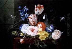 Assiette De Fleurs Posee Sur Un Entablement