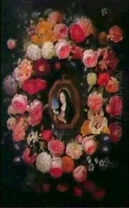 Die Madonna Im Blutenkranz by Jan van den Hecke the Elder