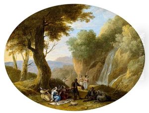 Ein Paar Landschaften Mit Figurenstaffage (pair) by Jan van den Hecke the Younger