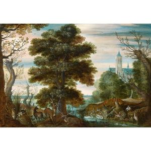 Paysage Aux Animaux Sauvages by Samuel van den Hecken